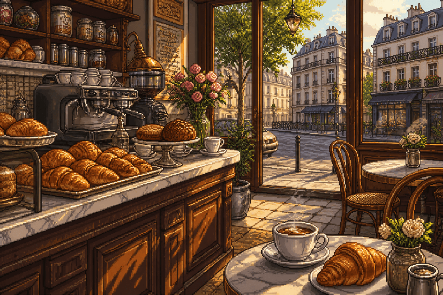 Illustrated food scene from France