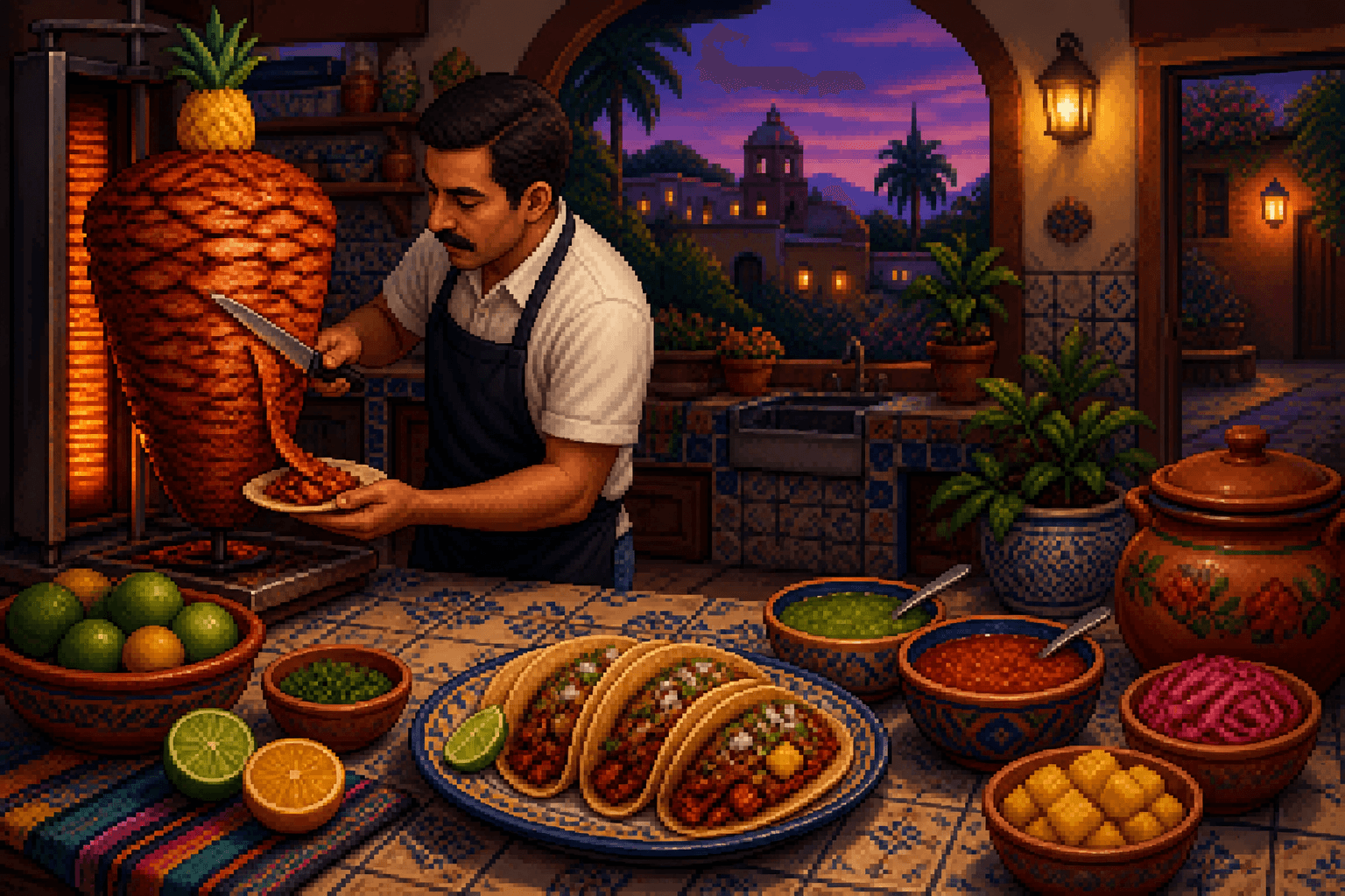 Illustrated food scene from Mexico