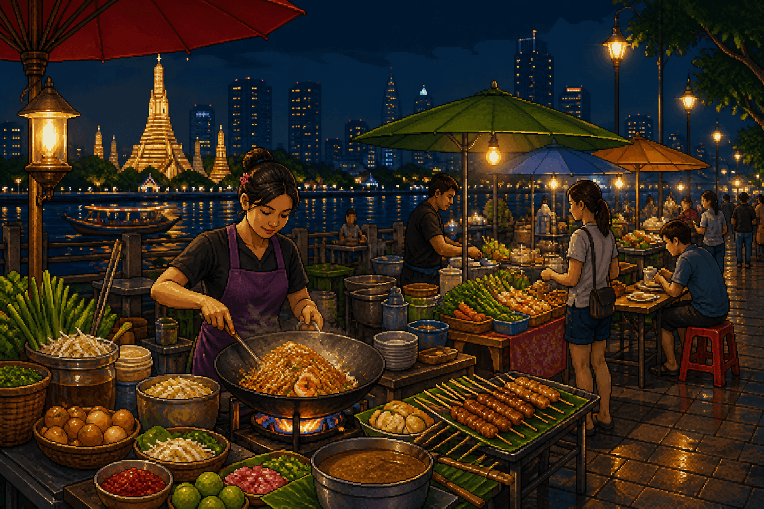 Illustrated food scene from Thailand