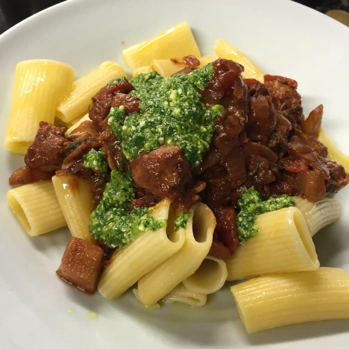 Source photograph of Rigatoni with fennel sausage sauce