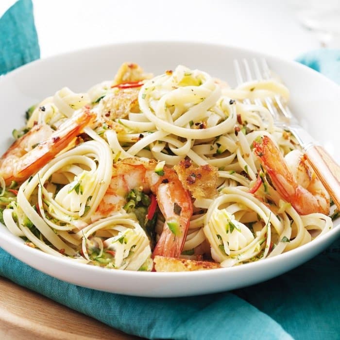 Source photograph of Chilli prawn linguine
