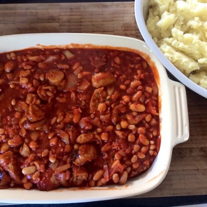 Source photograph of Bean & Sausage Hotpot