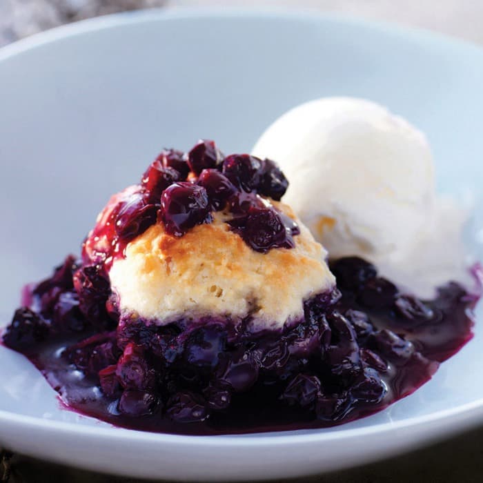 Source photograph of Peach & Blueberry Grunt. Not official I Want Some Food pixel artwork.