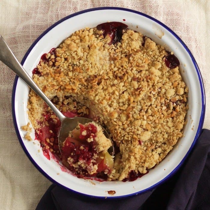 Source photograph of Apple & Blackberry Crumble