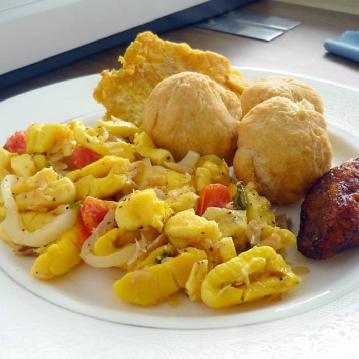 Source photograph of Saltfish and Ackee
