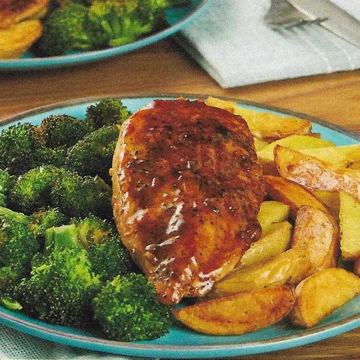 Source photograph of Honey Balsamic Chicken with Crispy Broccoli & Potatoes
