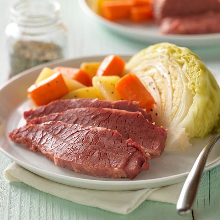 Source photograph of Corned Beef and Cabbage