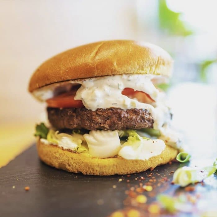 Source photograph of Lamb Tzatziki Burgers