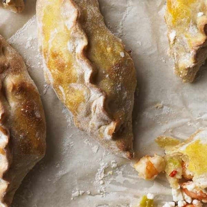 Source photograph of Spring onion and prawn empanadas