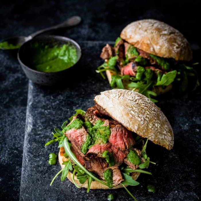 Source photograph of Portuguese prego with green piri-piri