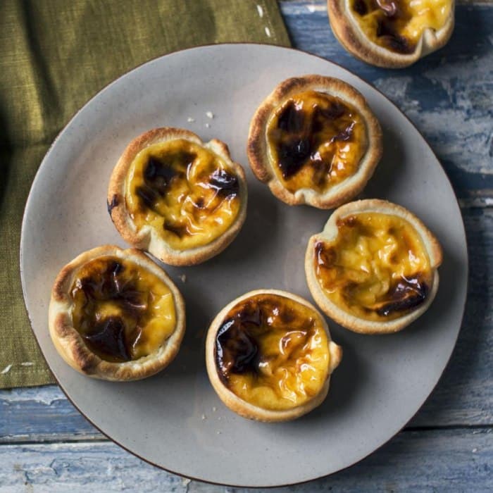 Source photograph of Portuguese custard tarts