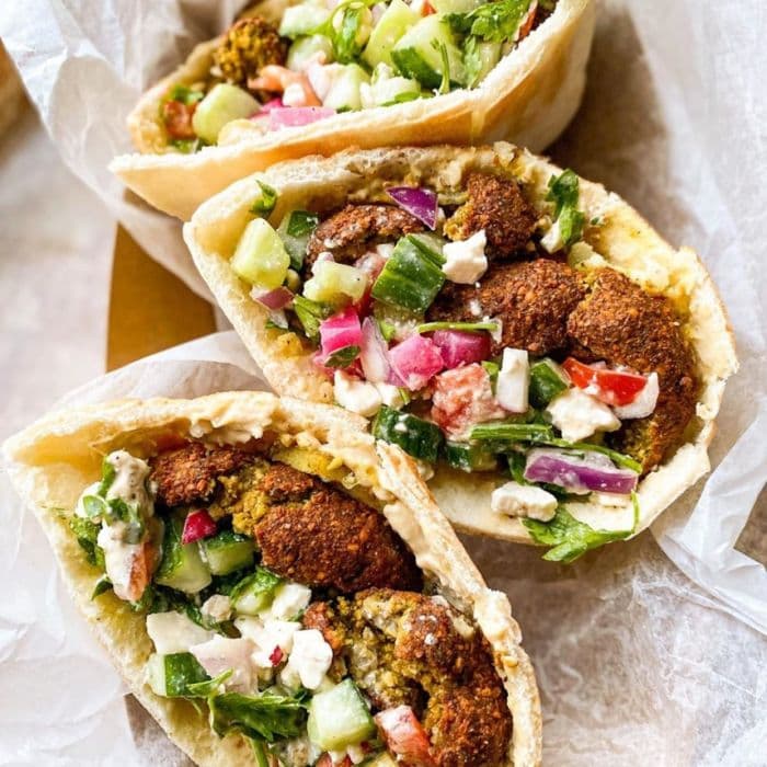Source photograph of Falafel Pita Sandwich with Tahini Sauce