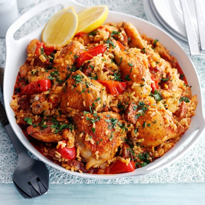 Source photograph of Chicken & chorizo rice pot