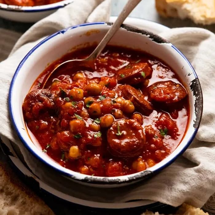 Source photograph of Chorizo & chickpea soup