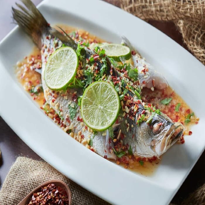 Source photograph of Thai-style steamed fish
