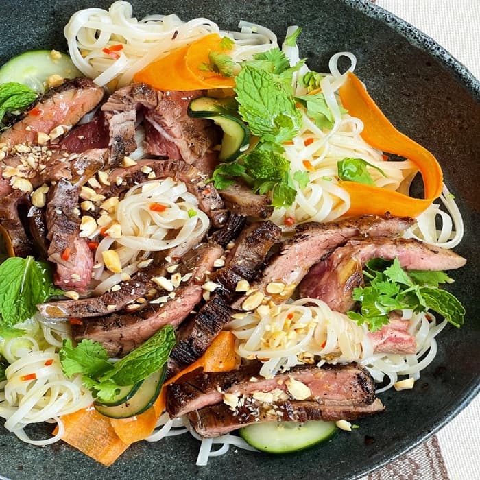 Source photograph of Steak & Vietnamese noodle salad