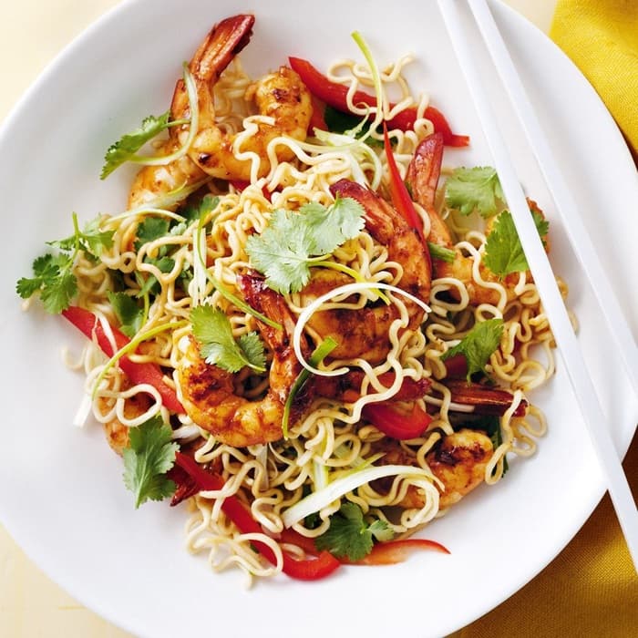 Source photograph of Prawn & noodle salad with crispy shallots