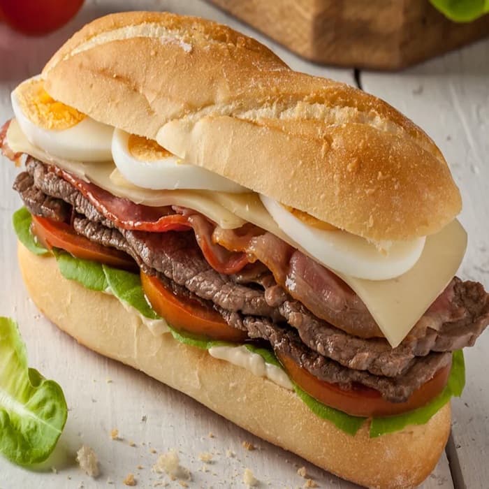 Source photograph of Chivito sandwich