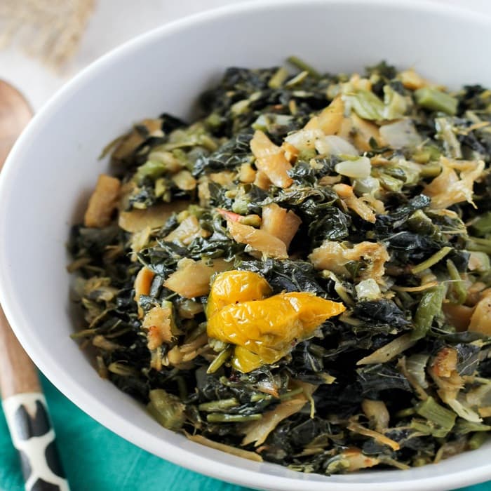 Source photograph of Callaloo and SaltFish