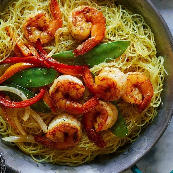 Source photograph of Singapore Noodles with Shrimp