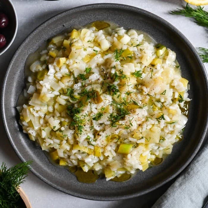 Source photograph of Presh me Oriz Leek and Rice Bake