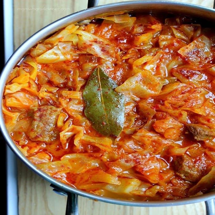 Source photograph of Lakra me Mish Cabbage and Meat Stew