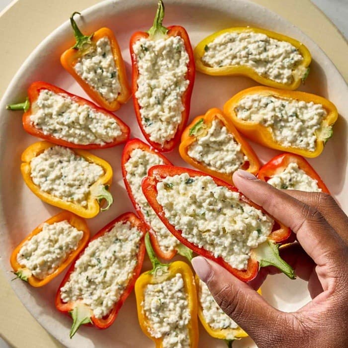 Source photograph of Cottage Cheese And Feta Stuffed Peppers