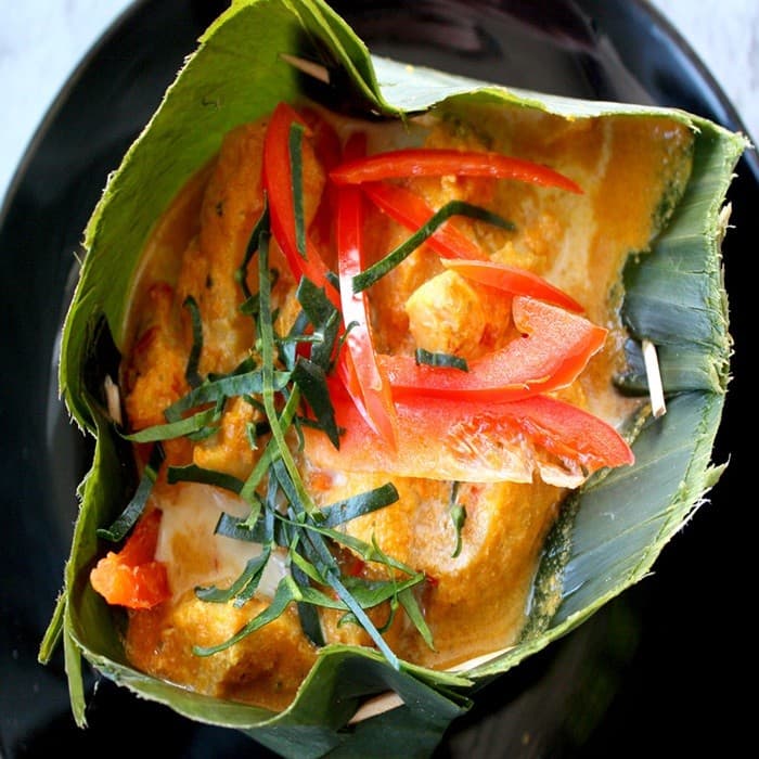 Source photograph of Amok Trey – Cambodian Fish Curry