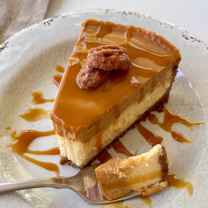 Source photograph of Dulce de Leche Cheesecake with a Maria Cookie Crust.