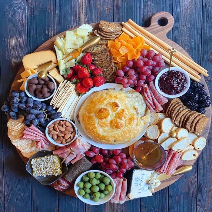 Source photograph of Baked brie with sorrel jam