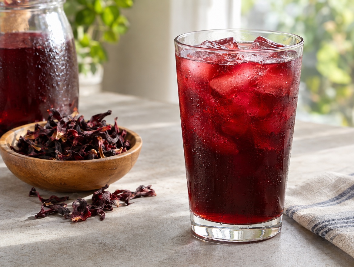 Source photograph of Agua de jamaica. Not official I Want Some Food pixel artwork.