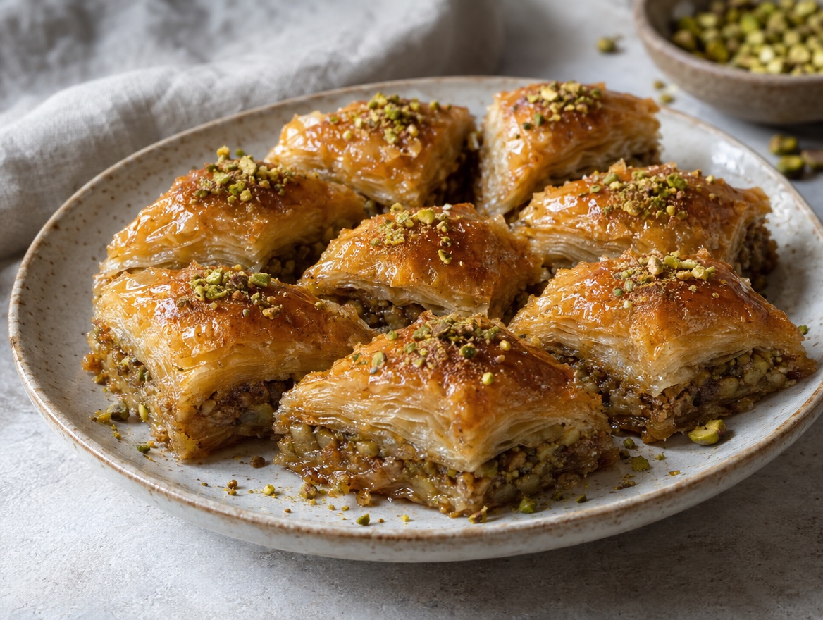 Source photograph of Baklava. Not official I Want Some Food pixel artwork.