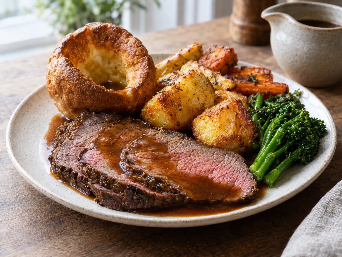 Source photograph of Sunday roast. Not official I Want Some Food pixel artwork.