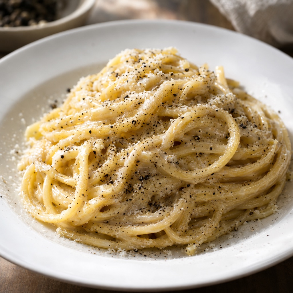 Source photograph of Cacio e pepe. Not official I Want Some Food pixel artwork.