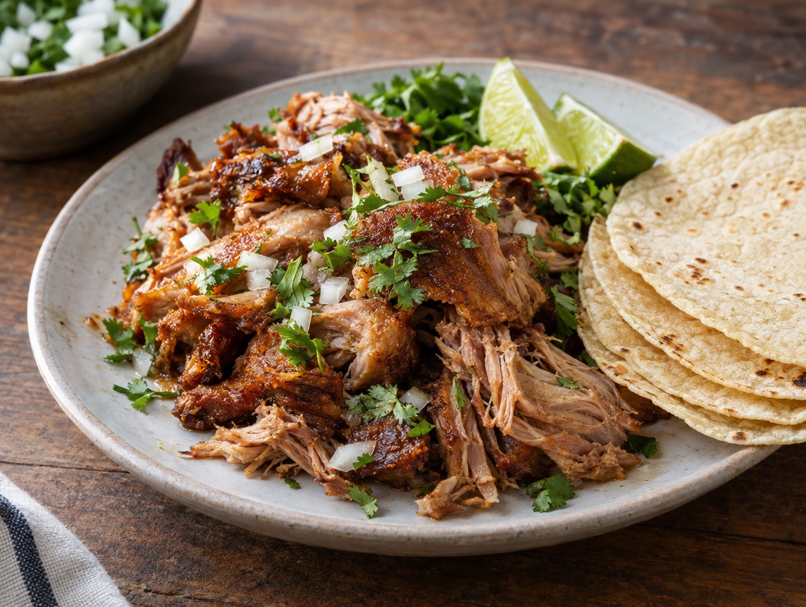 Source photograph of Carnitas. Not official I Want Some Food pixel artwork.