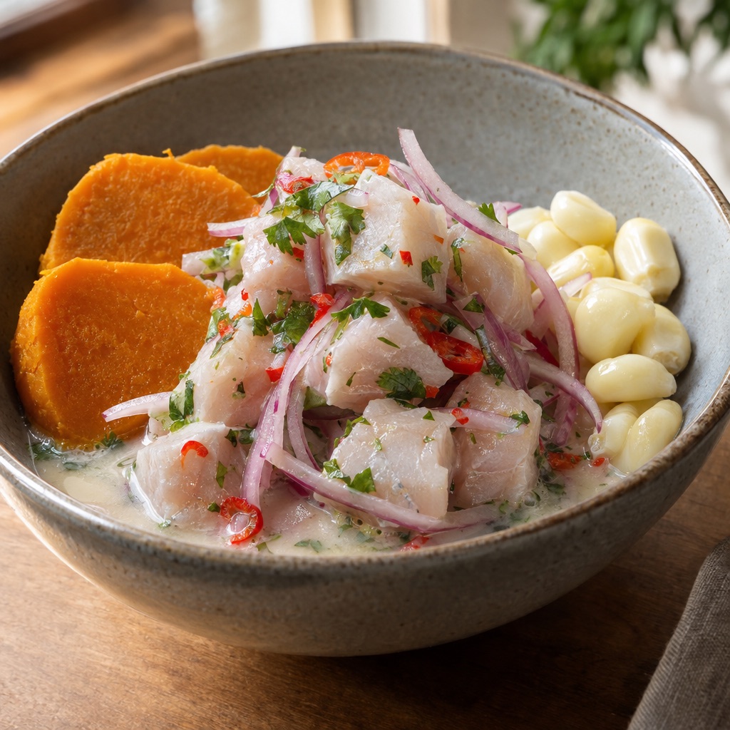 Source photograph of Ceviche. Not official I Want Some Food pixel artwork.