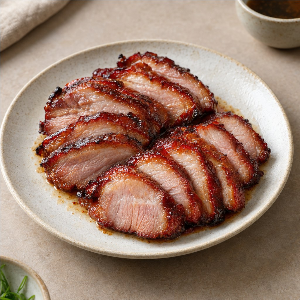 Source photograph of Char siu. Not official I Want Some Food pixel artwork.