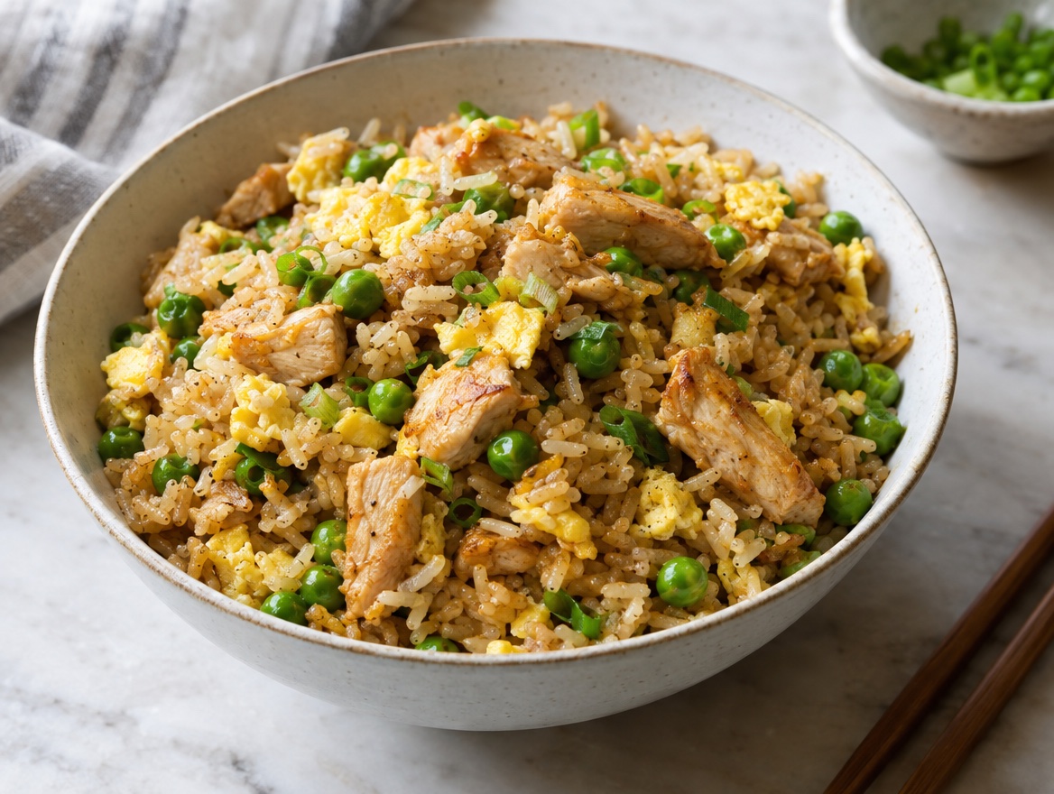 Source photograph of Egg fried rice. Not official I Want Some Food pixel artwork.