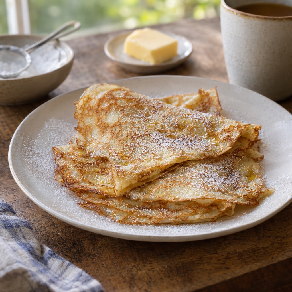 Source photograph of Crêpes. Not official I Want Some Food pixel artwork.