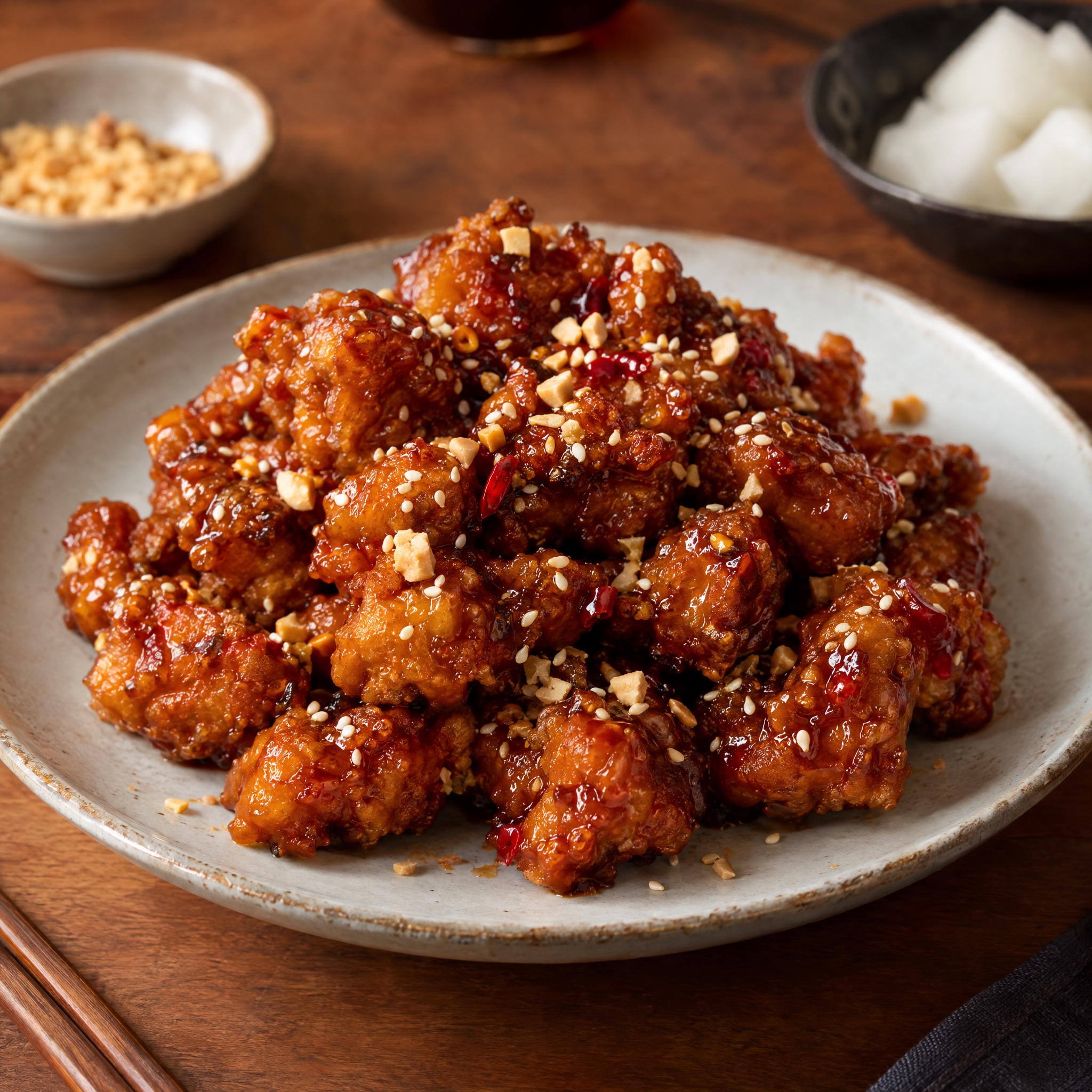 Source photograph of Dakgangjeong. Not official I Want Some Food pixel artwork.