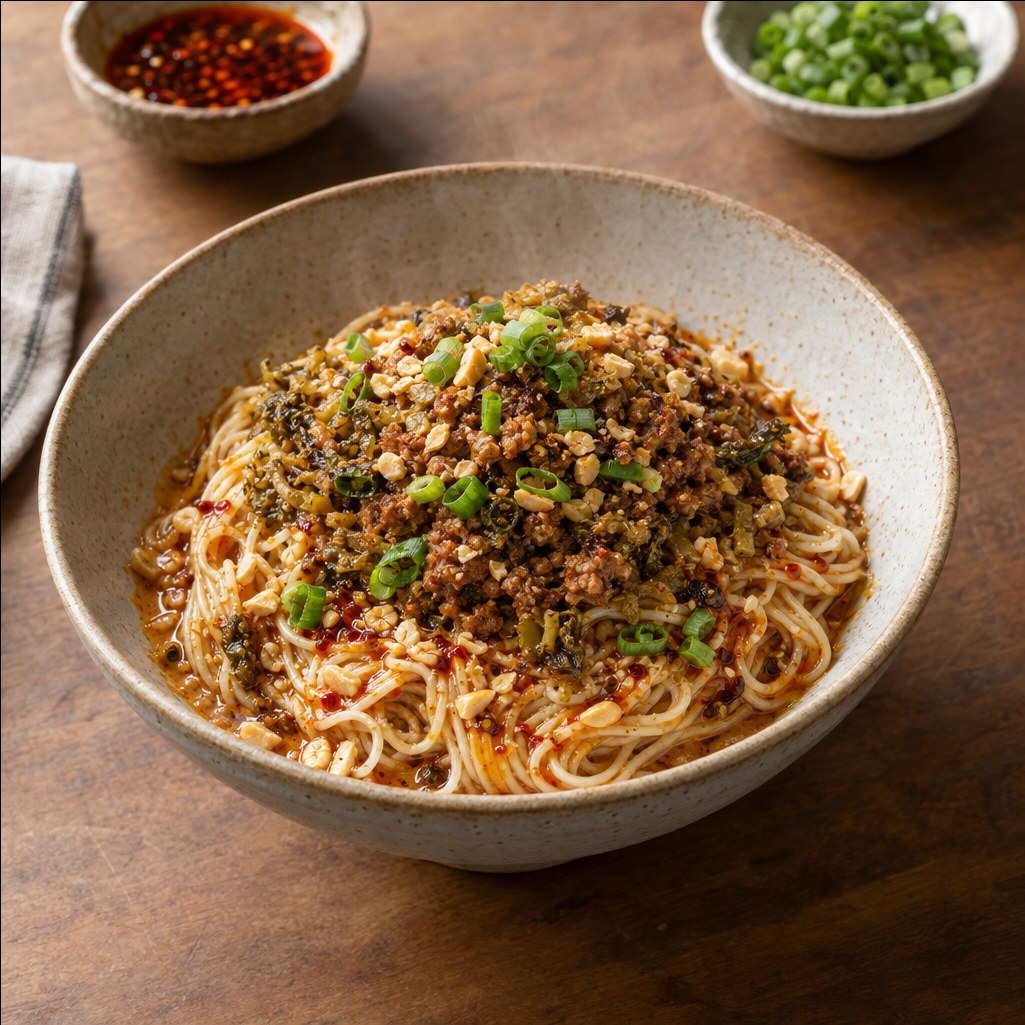 Source photograph of Dan dan mian. Not official I Want Some Food pixel artwork.