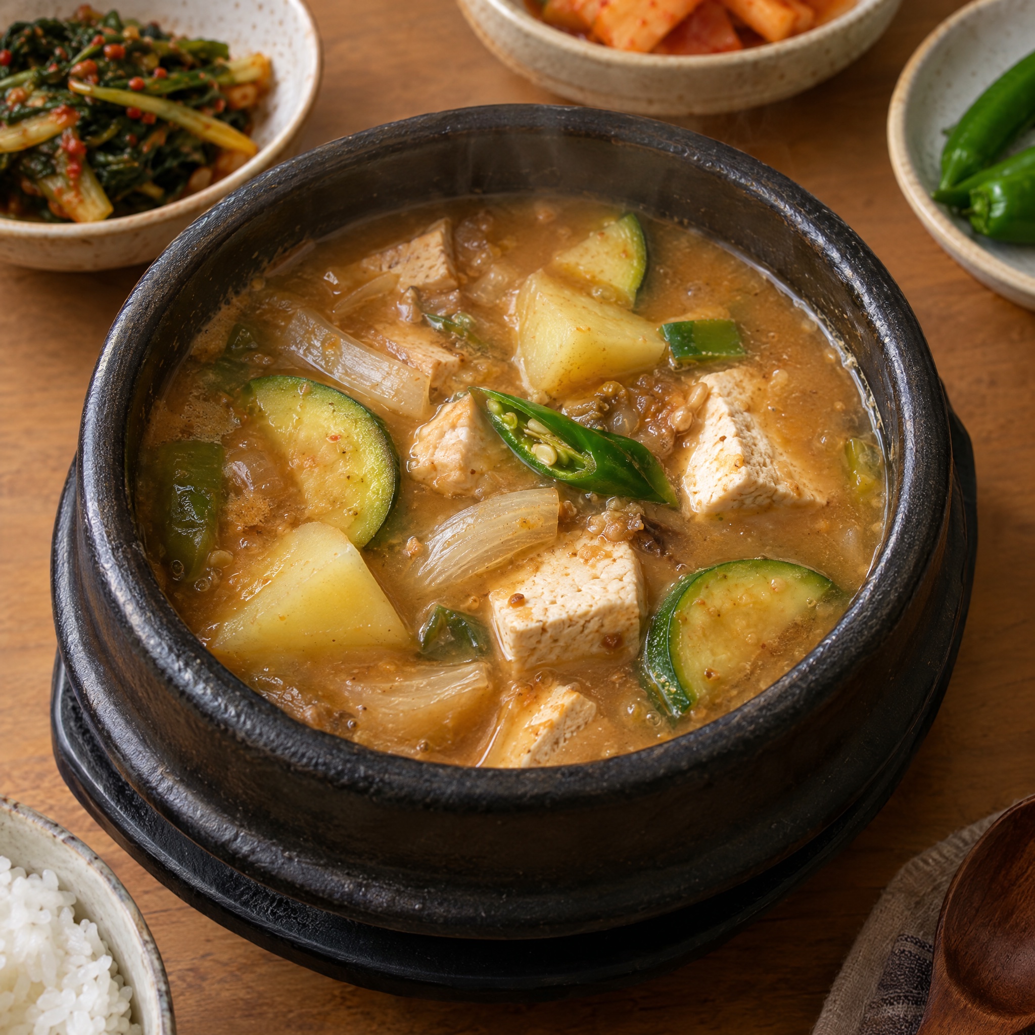 Source photograph of Doenjang jjigae. Not official I Want Some Food pixel artwork.