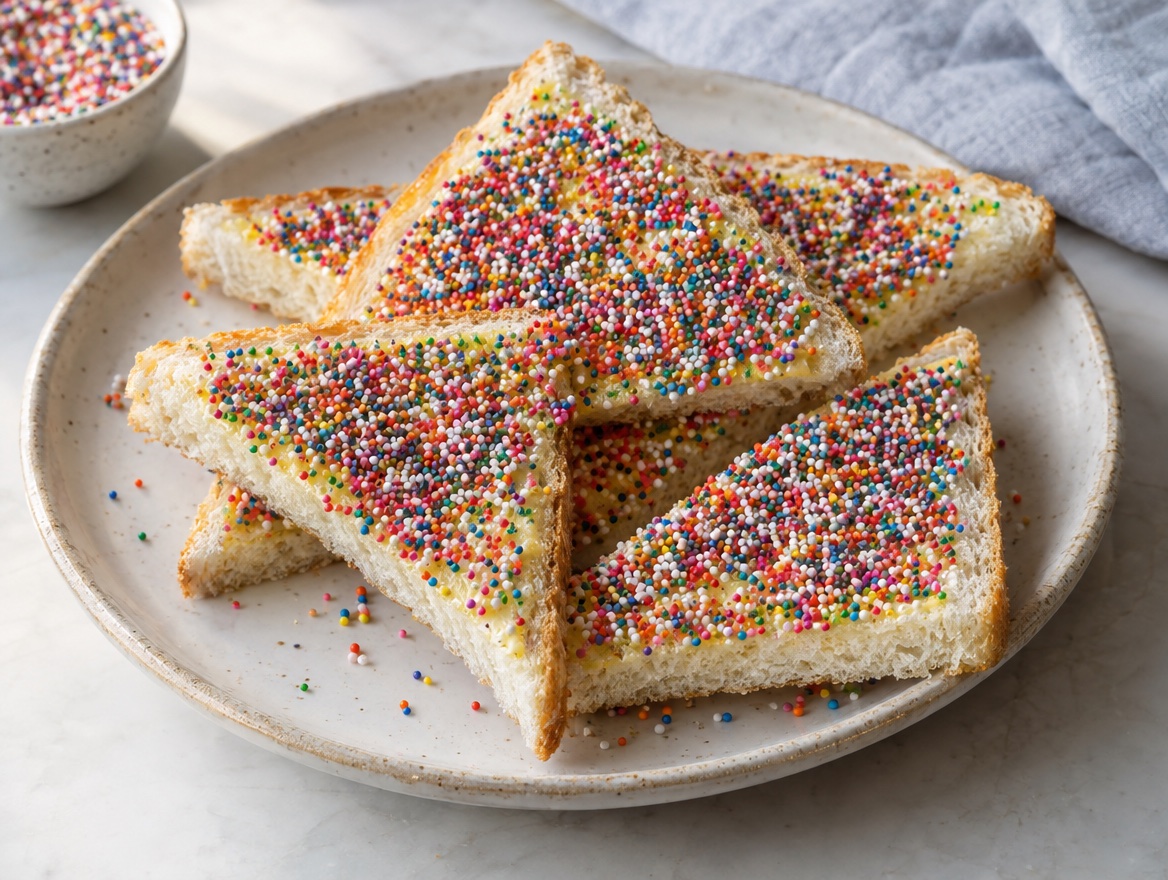 Source photograph of Fairy bread. Not official I Want Some Food pixel artwork.