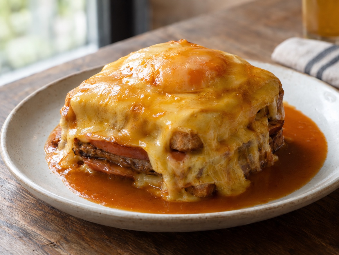 Source photograph of Francesinha. Not official I Want Some Food pixel artwork.