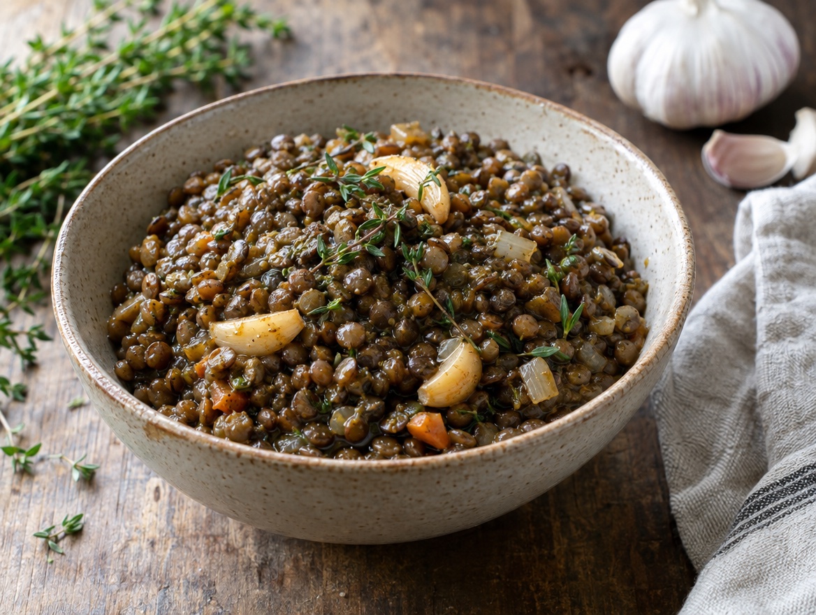 Source photograph of Lentilles du Puy. Not official I Want Some Food pixel artwork.