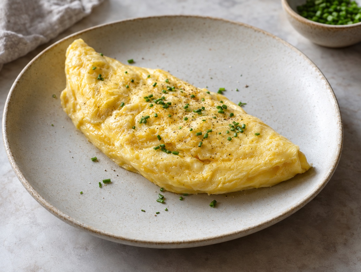Source photograph of French omelette. Not official I Want Some Food pixel artwork.