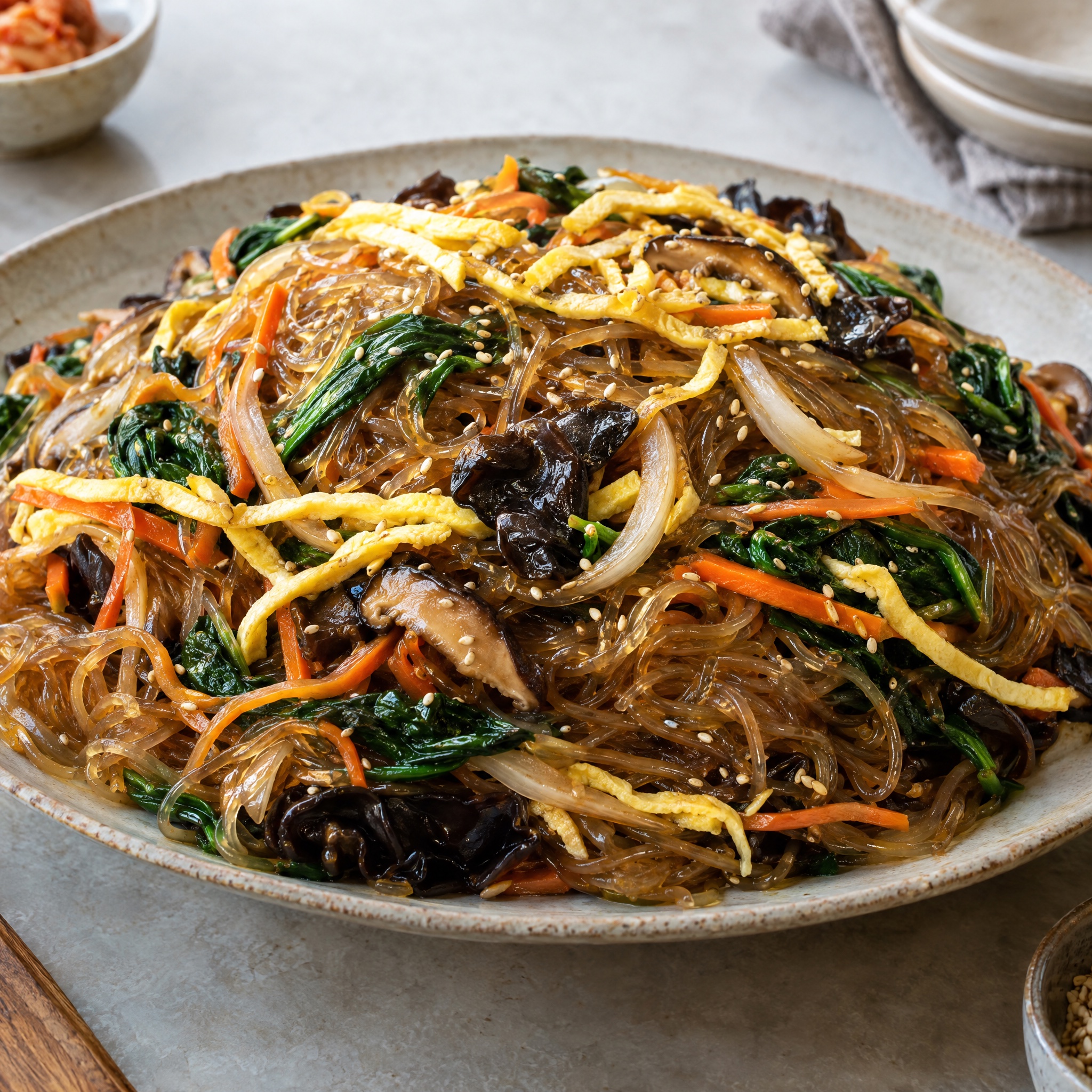 Source photograph of Japchae. Not official I Want Some Food pixel artwork.