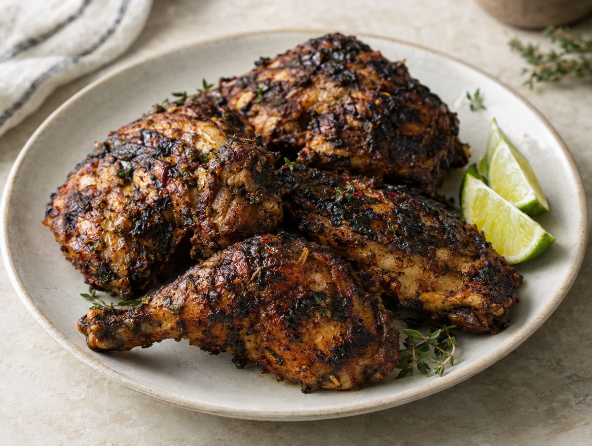 Source photograph of Jerk chicken. Not official I Want Some Food pixel artwork.