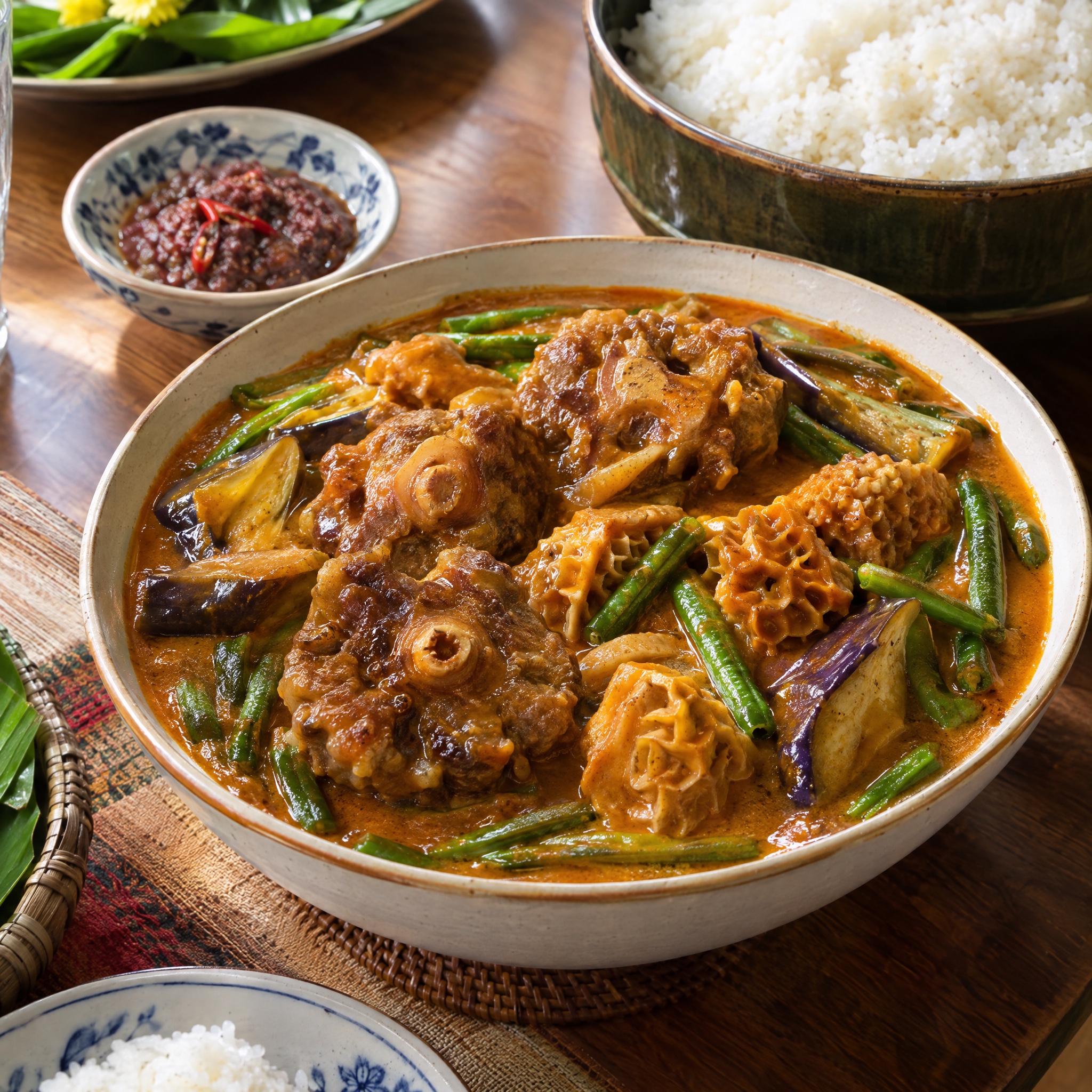 Source photograph of Kare-kare. Not official I Want Some Food pixel artwork.