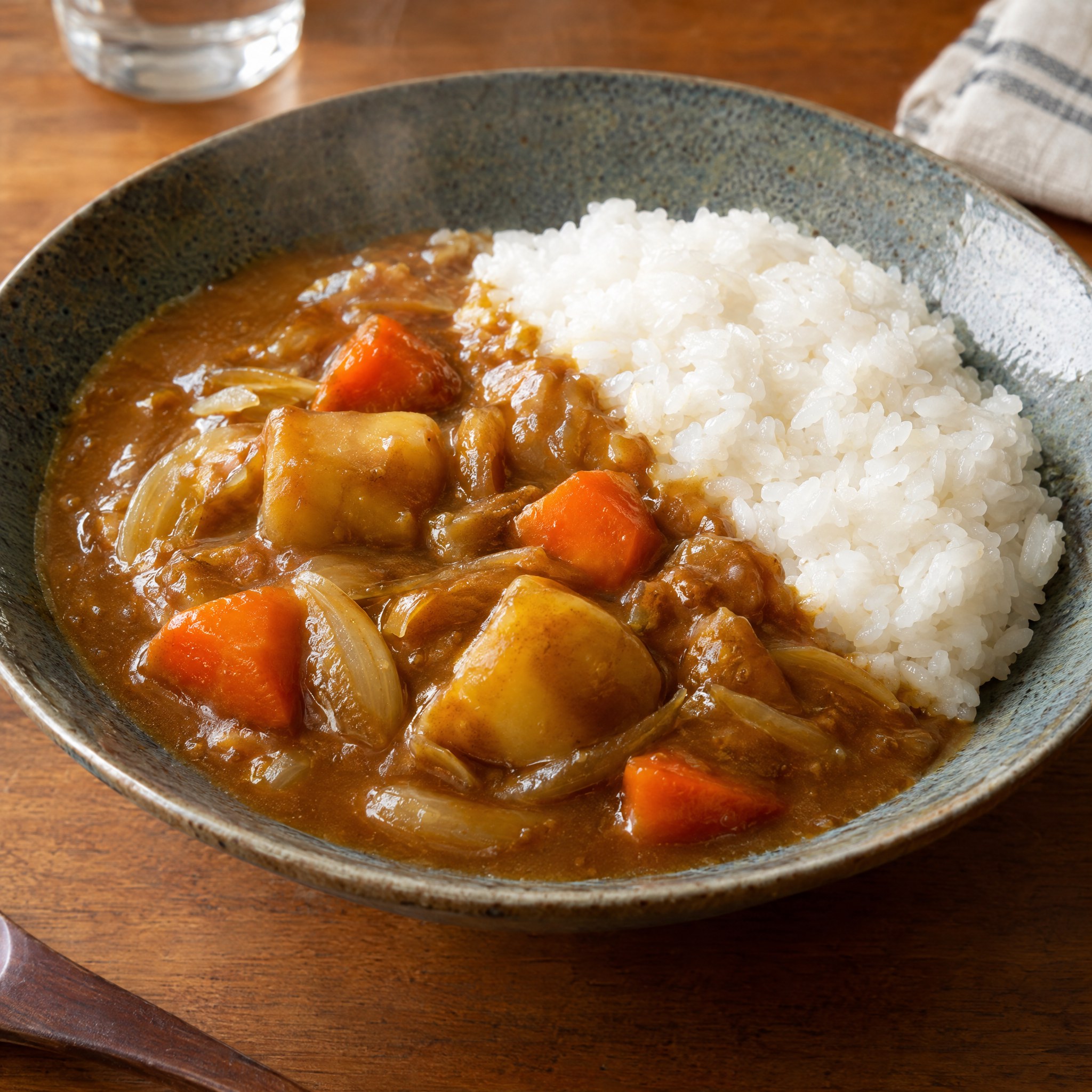 Source photograph of Japanese curry rice. Not official I Want Some Food pixel artwork.